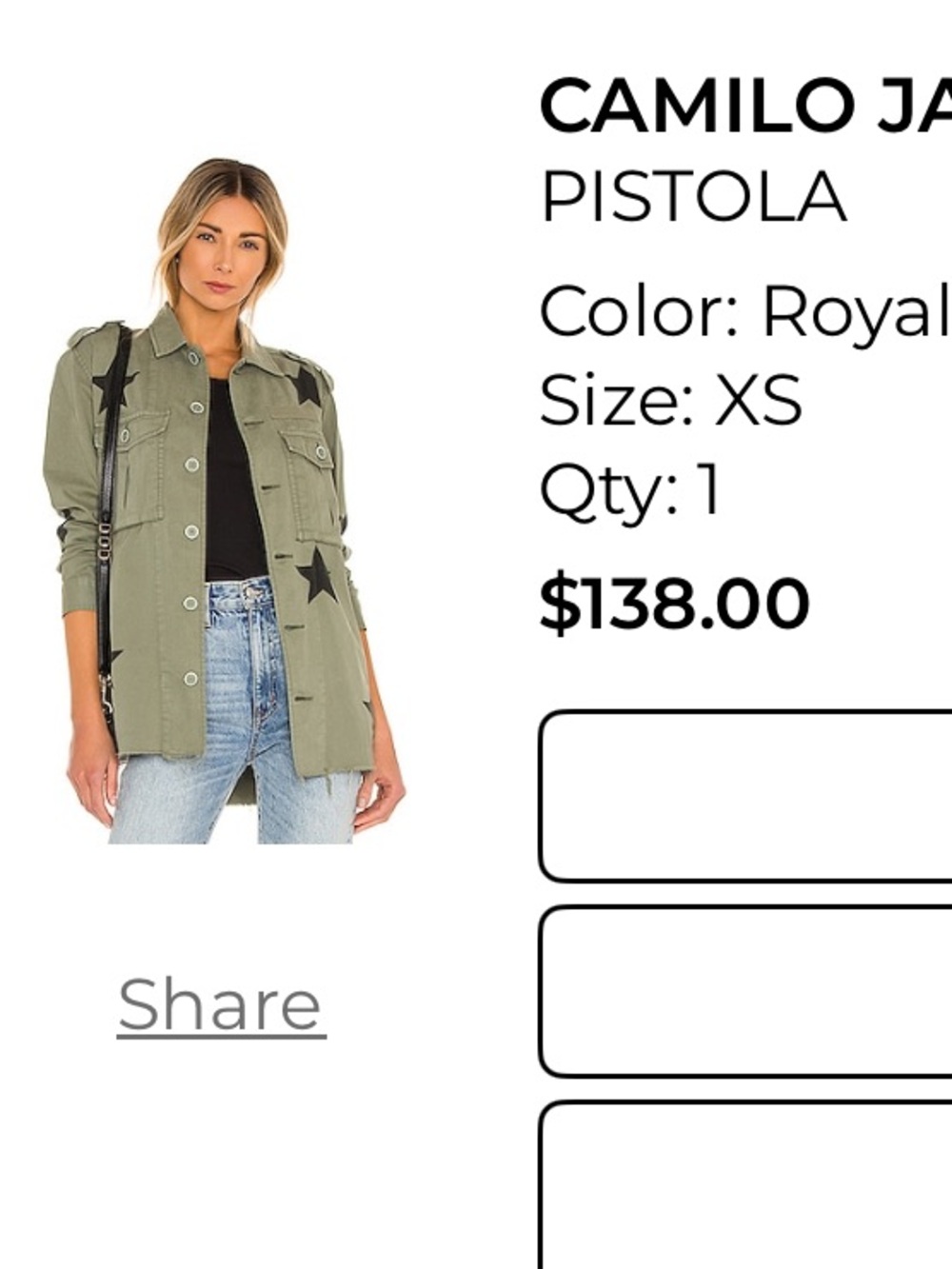 Pistola Olive Utility Jacket with Black Star Accents